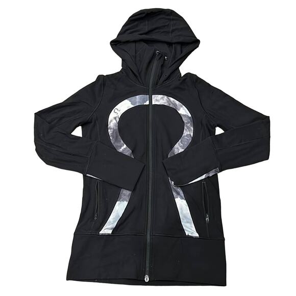 Lululemon Stride Jacket Brushed Black/White Coal Tinted Canvas Size 6 - Rare - Picture 2 of 8